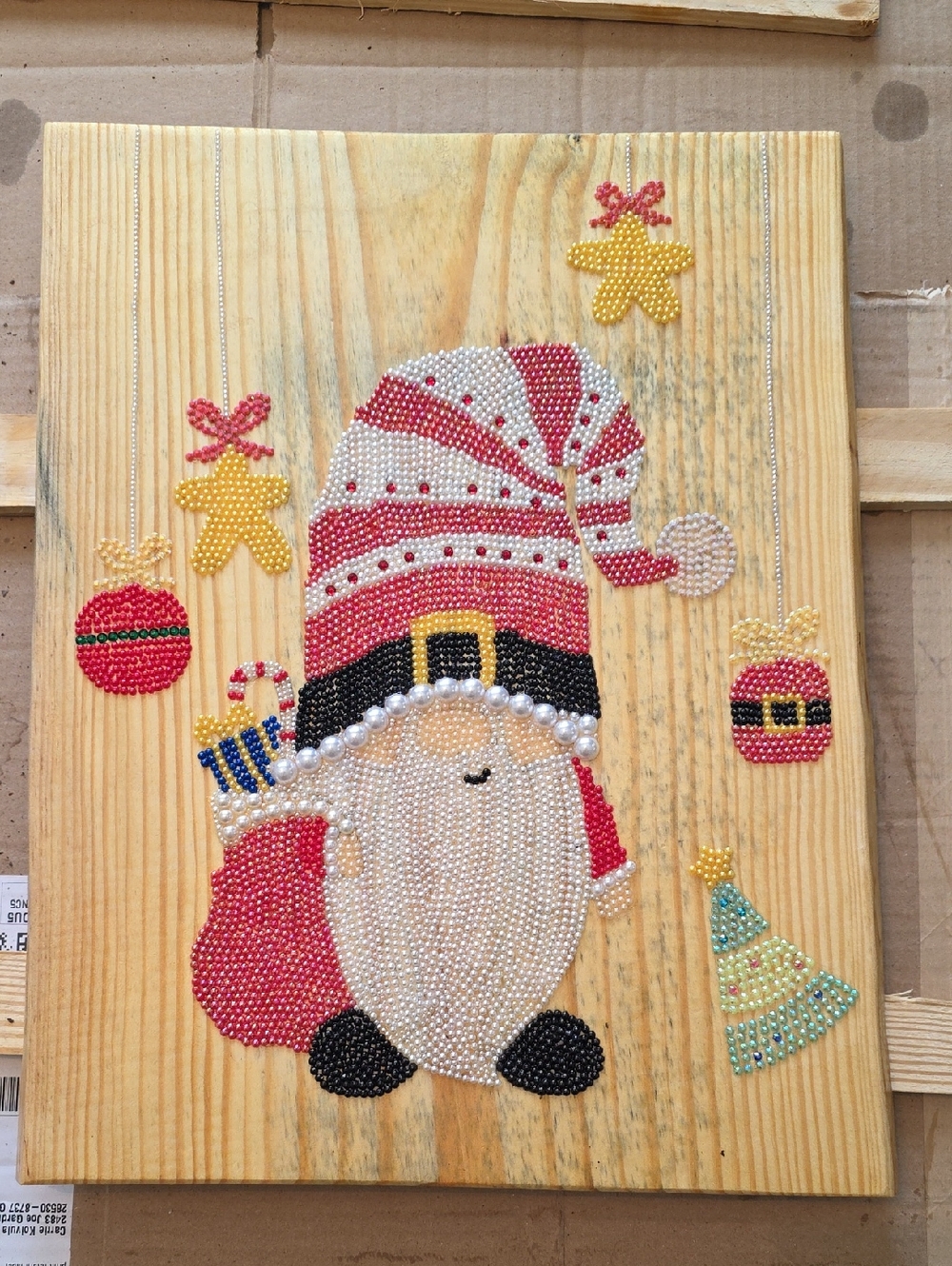 Holiday Gnome Beaded Wall Art - Red and White